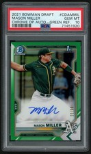 2021 Bowman Draft Mason Miller Chrome Auto Green Refractor PSA 10 *POP 12*