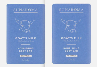Sunaroma Goats Milk Bath Soap with Shea Butter and Manuka Honey, 8 Oz 2PK