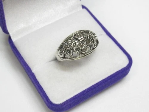 Vintage USSR Russian Silver Ring 875 Floral Ornate Soviet Era Size 8.5US