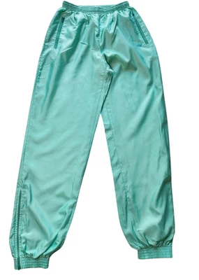 Pantalon Adidas vintage Trefoil vert satiné track pants zippé taille 3 - Photo 1/4