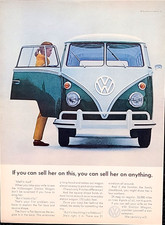 Volkswagen Bus Station Wagon Original 1965 Vintage Print Ad Wall Art