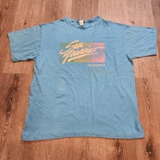 Vintage 1980s Single Stitch San Francisco California Teal Shirt Size XL USA Made