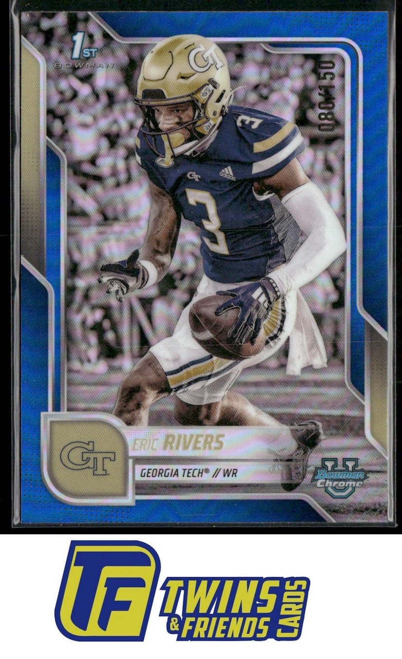 2025 Bowman University Chrome #86 Eric Rivers Blue Refractor #/150