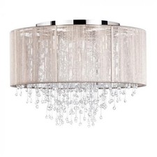 Litecraft Ceiling Light Semi Flush With Viola Champagne Shade - Chrome Clearance