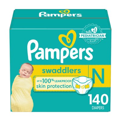 Pampers Swaddlers Active Baby Diapers Pack - Size 0 - 140ct