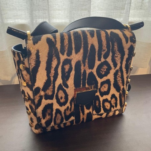 JIMMY CHOO Shoulder Bag Leopard Leather Brown From Japan