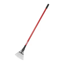 BULLY TOOLS 92317 8 in Shrub Rake, 10 Tines, 59-1/2 in L Fiberglass Handle