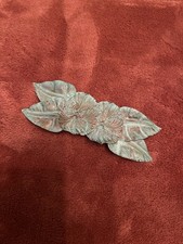 Vintage Floral Hair Barrette Clip With Green Patina Western Copper From France