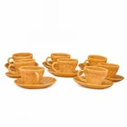 Vintage Fire-King Peach Luster Swirl Cups & Saucers Set Of 8 Demitasse