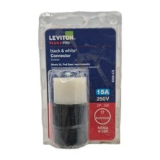 Leviton 15A - 250V NEMA 6-15R Straight Blade Connector  Black  White 5669-CS