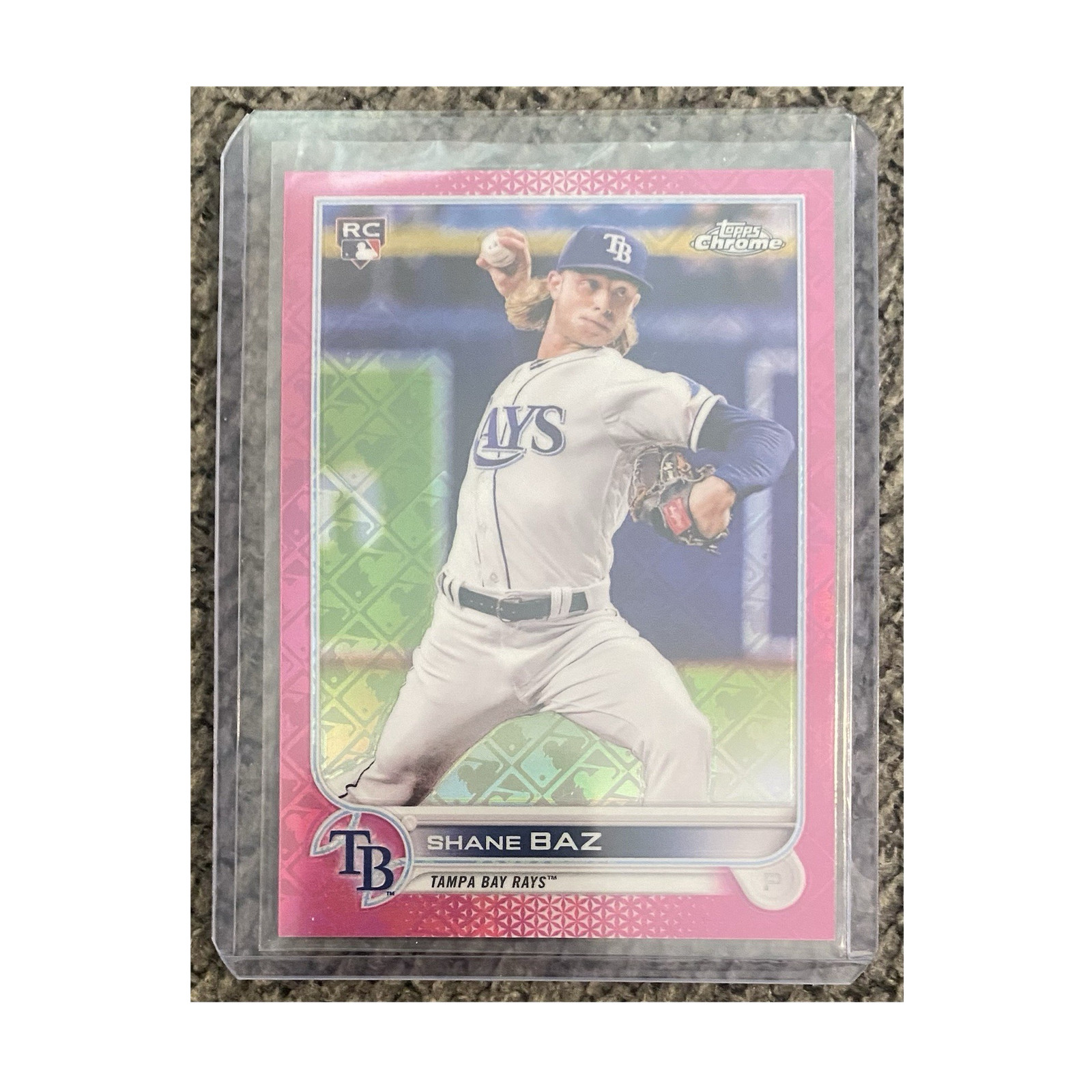 Topps 2022 Chrome Logofractor Pink Refractor #8 Shane Baz Rays Rookie /199