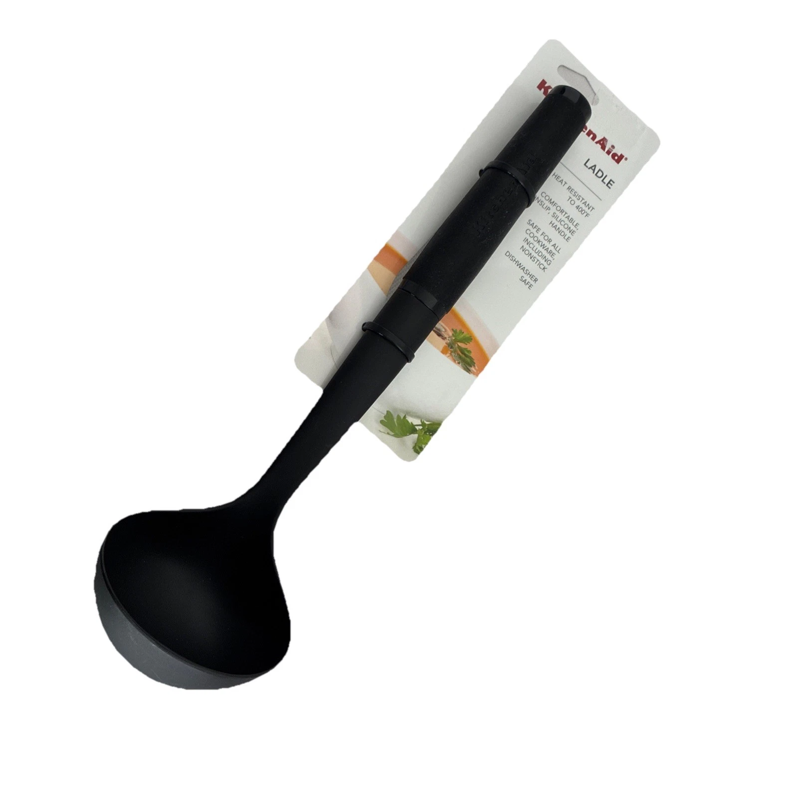 New KitchenAid Black Silicone Handle Ladle for Soup and Sauces