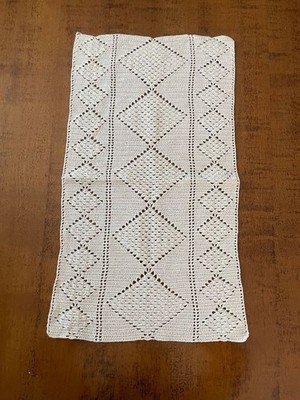 VINTAGE HÄKELENDE FARBE ECRU RECHTECKIG cm. 30 x 50 ca  