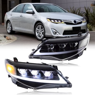 Black LED Projector Head Lamps For Toyota Camry 2012 2013 2014 DRL Upgrade