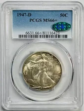 1947 D Walking Liberty Half Dollar PCGS MS-66+ Plus CAC
