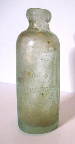 ANTIQUE GILBERT, MINNESOTA BOTTLING WORKS BLOB TOP BOTTLE ~ IRON RANGE MINING