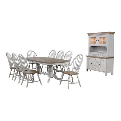 Sunset Trading Country Grove 10PC 96'' Oval Extendable Wood Dining Set in Gray