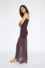 NWT ASOS Pull&Bear Double-fabric midi dress Burgundy Sheer Size L