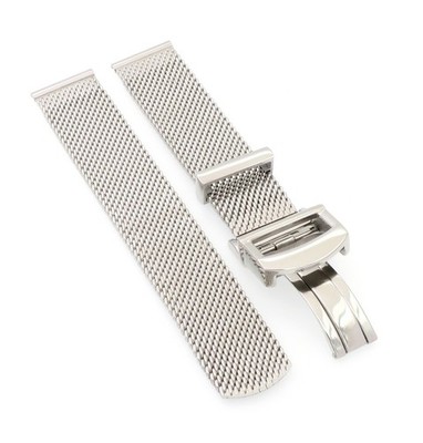 Edelstahl Milanaise-Mesh Uhrenarmband Modell Jever silber 20 mm, komp. IWC