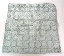 Pottery Barn Quilted Euro Sham Pillow Cover Linen/Cotton Blue 26"x26"