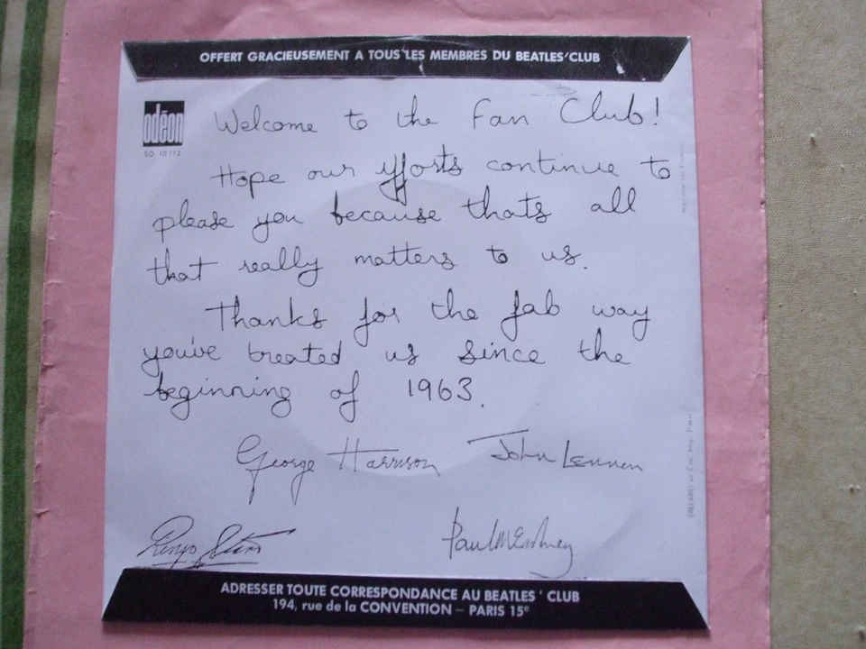 the Beatles 45t JUKE BOX ODON Très RARE SO 10112 DU FAN CLUB BIEN LIRE L'ANNONCE - Photo 2/4