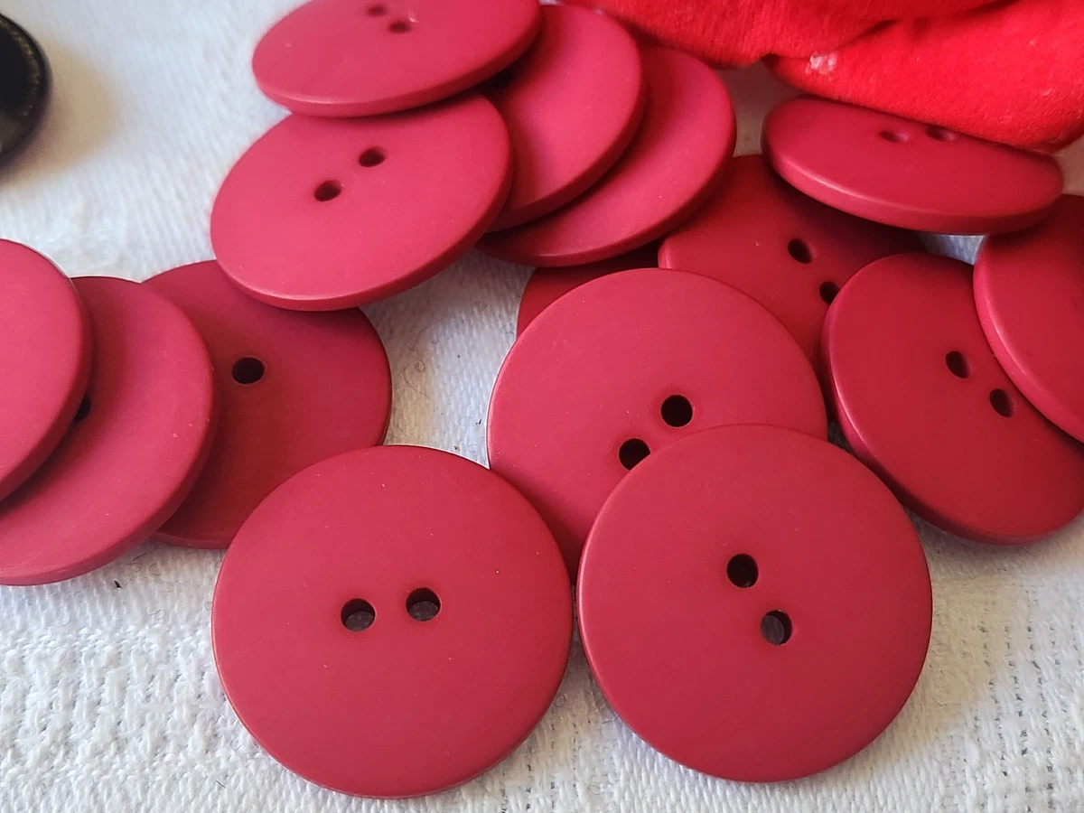 Lot De 6 Gros Boutons Vintage Rouge à Liseré Doré - Pied 2,5 Cm - Réf 6122 - Occasion