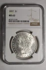 1897 Morgan Silve Dollar Blast White NGC MS63 #081