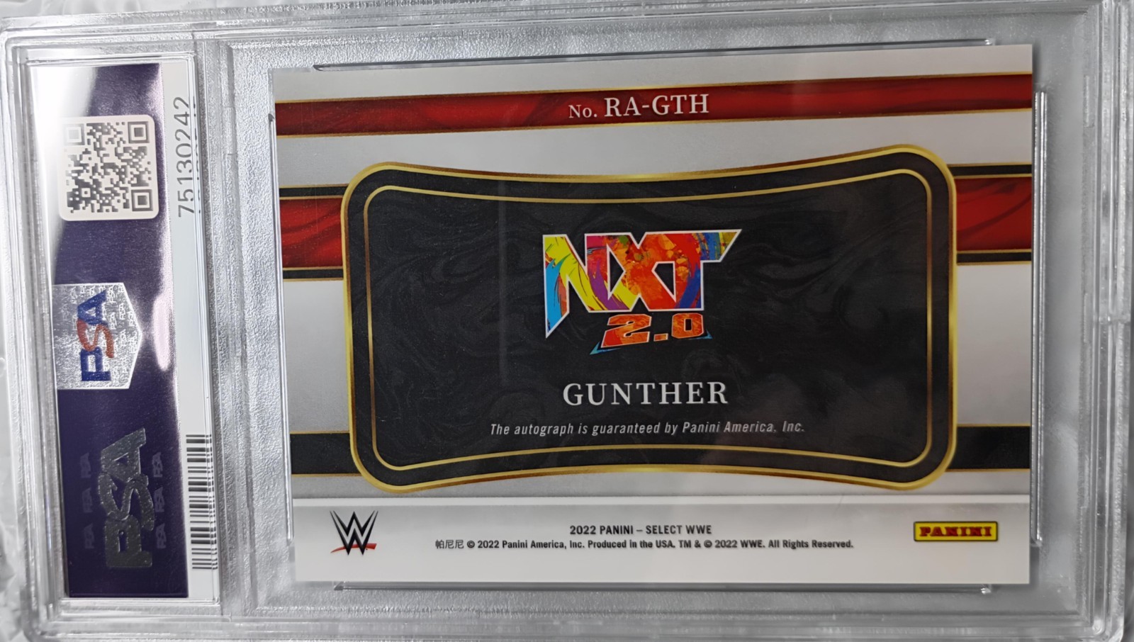 2022 Panini Select WWE Ringside Action Signatures Gunther .Psa 10! Pop 4 view 2