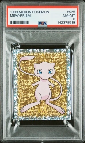 1999 MERLIN POKEMON #S25 MEW-PRISM PSA 8