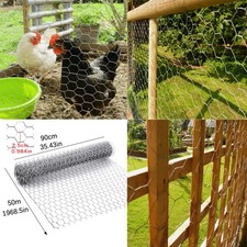 Chicken Wire Mesh 90cm*50M Roll Fencing Galvanised Hexagonal Wire Netting UK 0.52 per metre