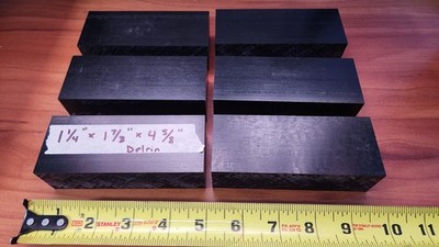 (6) DELRIN (ACETAL) BLACK SHEET STOCK 1.25'' X 1.875'' X 4.625'' LOT OF 6