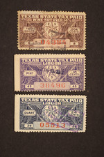 US Texas State Tax Paid Wine Not Over 14% Fifth Pint Quart Stamps Set Used