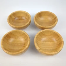 PAMPERED CHEF Bamboo Snack Bowls Set of 4 GUC Wooden Small Mini Bowls Model 0311