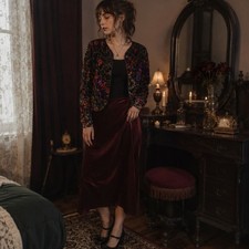 Vintage Whimsigoth Y2K Grunge Punk Quilted Velvet Button Up Jacket