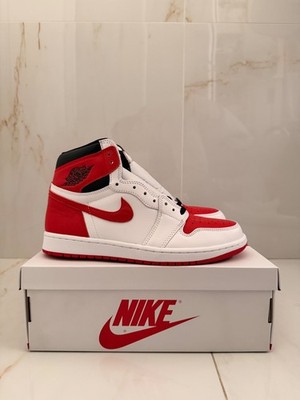 Nike Air Jordan 1 High Retro Heritage Größe 9,5 US 43 EU OG White/University Red