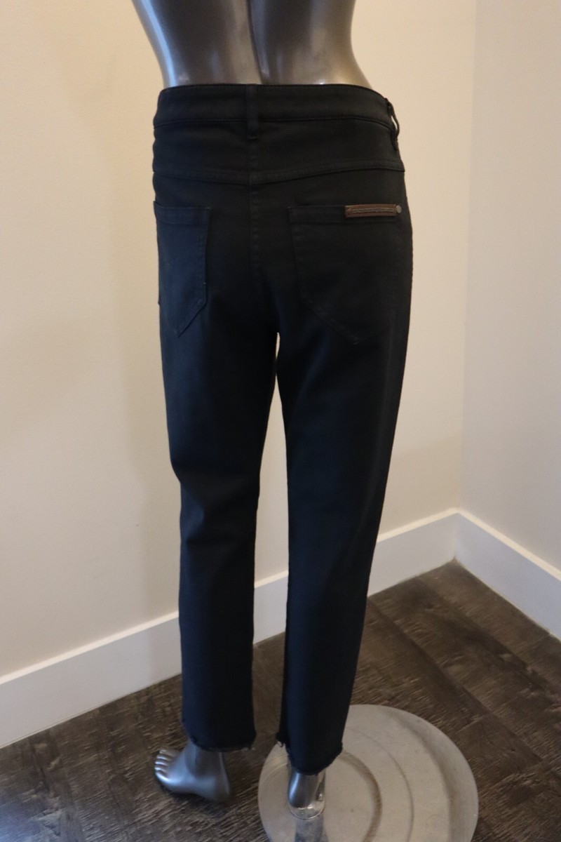 ブルネロクチネリ EXTRA SKINNY HIGH WAIST モニーレ 黒 Brunello Cucinelli Black Jeans Monili Frayed Hem Skinny