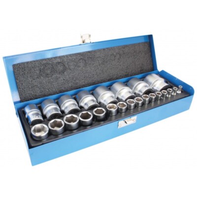 Condor Werkzeug Steckschlüssel-Set 24-teilig – Zoll-Maße, 1/4 & 1/2 Antrieb, 6-kant, Für US-Fahrzeuge
