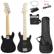 Beginner Guitar With Amp Case 30" Electric Guitar Accessories Kids Pack Black