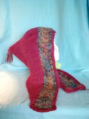 Hood Lady Hat / Ostrich Plume  colors: Choke Cherry & Rainbow Raspberry