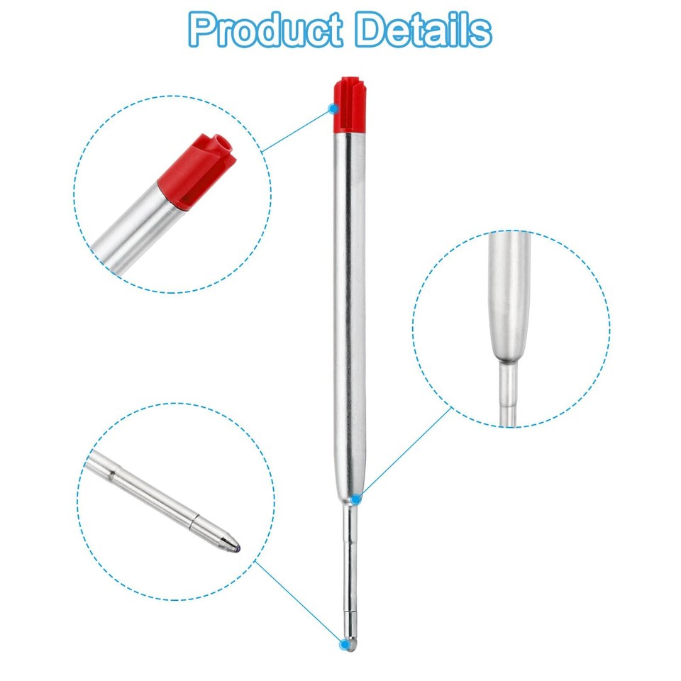 1mm Pen Ink Refills 12 Pcs Ballpoint Refill Medium Point Metal