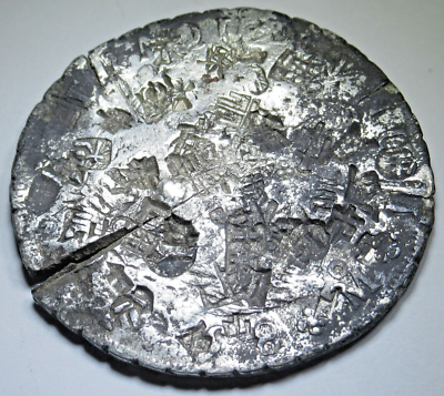 1758 Chopmarks Mexico Silver 8 Reales Spanish Colonial Pirate