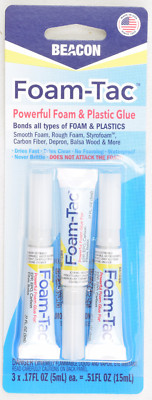 Beacon Foam-Tac Minis Foam Adhesive Glue - 3 Pack Great for EPP EPO Depron Foam