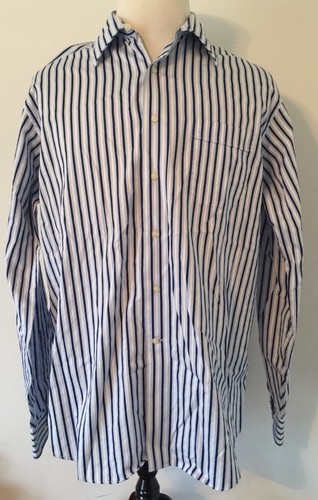 Tommy Bahama uomo blu a righe manica lunga con bottoni taglia 16 1/2 36-37 - Foto 3 di 4