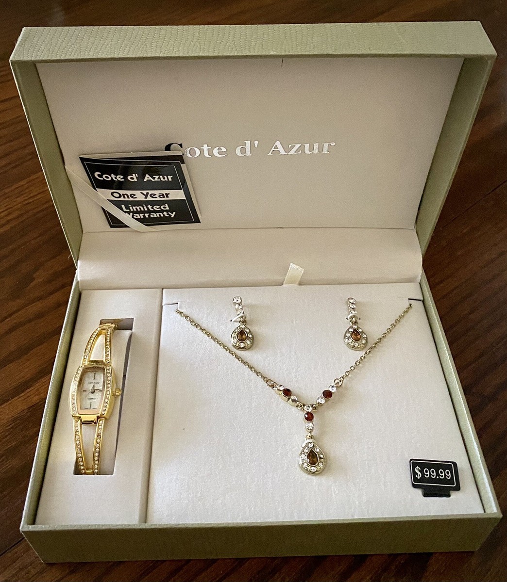 Cote D Azur watch, necklace, and earrings set