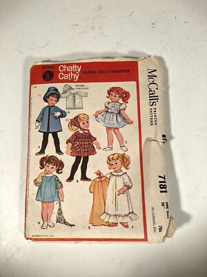 Chatty Cathy Kleidung Mccall's Muster 7181 Vintage Mattel 20 '' 1964 Made IN USA