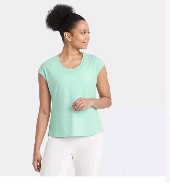 トップス n All In Motion Mint Green Active Short Sleeved Relaxed Fit Split