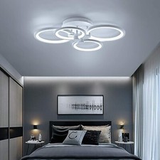lampadario plafoniera led soffitto  moderno 4 cerchi con telecomando 3 luci