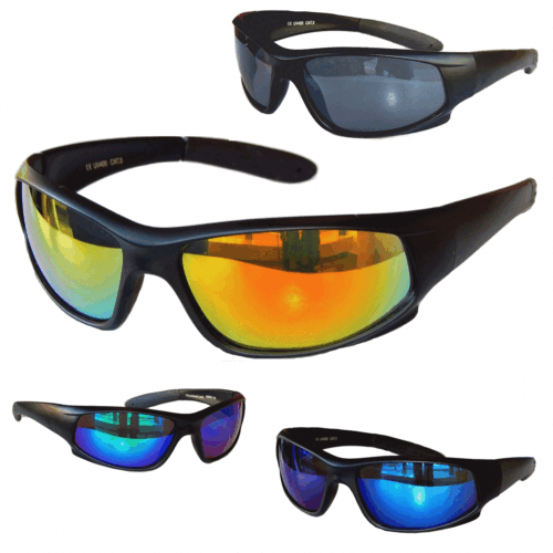 Sports Glasses Sunglasses Black Matt Mirrored Bicycle Glasses Sports Glasses M1 - Picture 1 of 6