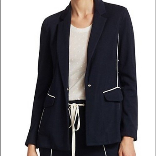 Navy Piped Sandrine Knit Blazer | eBay
