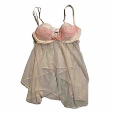 Victoria's Secret Lingerie Womens Blush Pink Lace Sheer Mesh Top Size 36B NWT